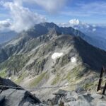 槍ヶ岳の頂からの眺望。大キレット、北穂高岳方面を望む