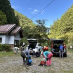 本日は快晴！　三段の滝駐車場にてプチバリ装備の準備中